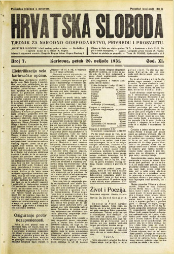 Hrvatska sloboda: 1931. • 7