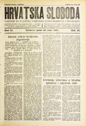 Hrvatska sloboda: 1931. • 37