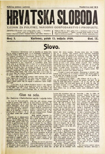 Hrvatska sloboda: 1929. • 7