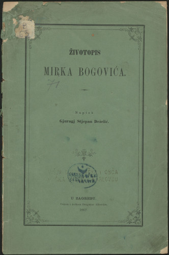 Životopis Mirka Bogovića_Zagreb_1862