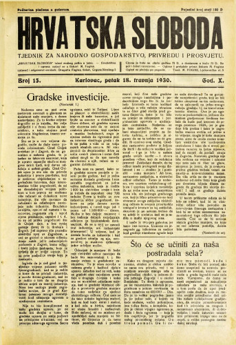Hrvatska sloboda: 1930. • 15