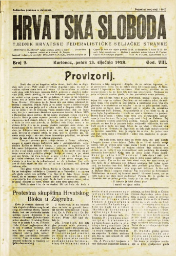 Hrvatska sloboda: 1928. • 2