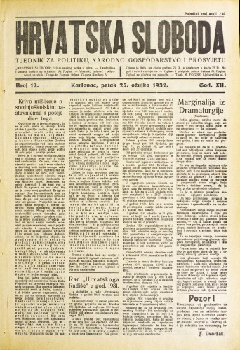 Hrvatska sloboda: 1932. • 12