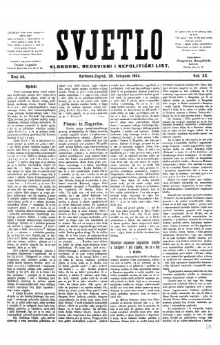 Svjetlo : slobodni neodvisni i nepolitički list: 1904 • 44