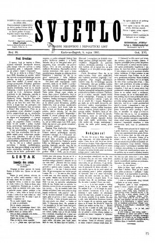 Svjetlo : slobodni neodvisni i nepolitički list: 1901 • 35
