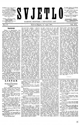 Svjetlo : slobodni neodvisni i nepolitički list: 1901 • 36