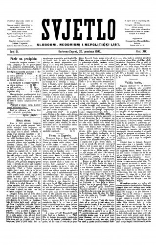 Svjetlo : slobodni neodvisni i nepolitički list: 1903 • 51
