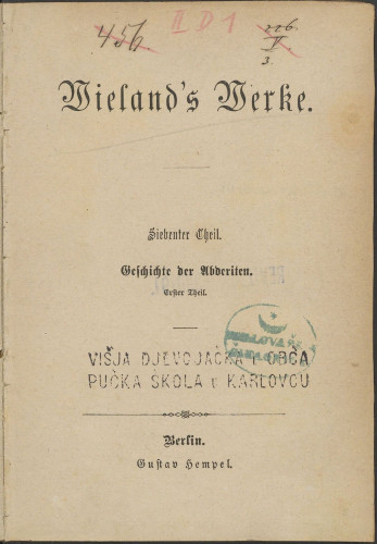 Wieland's Werke / Christoph Martin Wieland7./8. Bd. : Die Geschichte der Abderiten