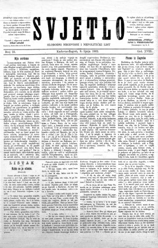 Svjetlo : slobodni neodvisni i nepolitički list: 1902 • 23