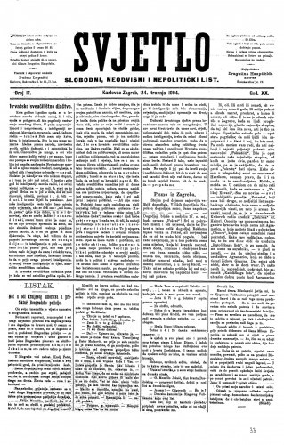 Svjetlo : slobodni neodvisni i nepolitički list: 1904 • 17