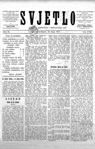Svjetlo : slobodni neodvisni i nepolitički list: 1902 • 25