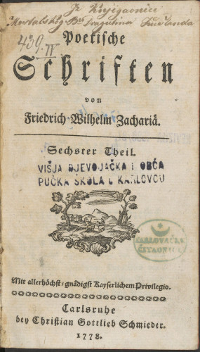 Poetische Schriften / von Friedrich Wilhelm Zacharia : 1. sv. : Erster Theil