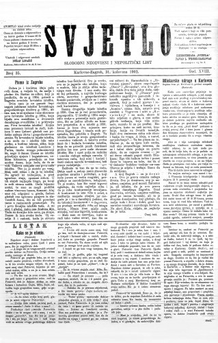 Svjetlo : slobodni neodvisni i nepolitički list: 1902 • 35