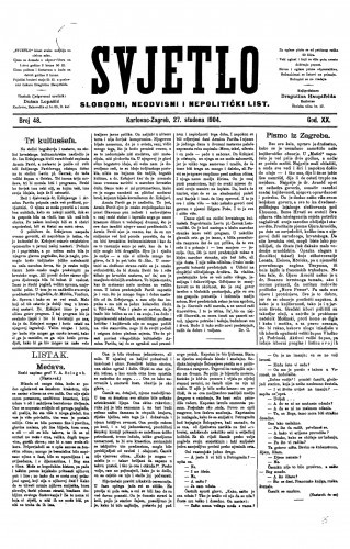 Svjetlo : slobodni neodvisni i nepolitički list: 1904 • 48