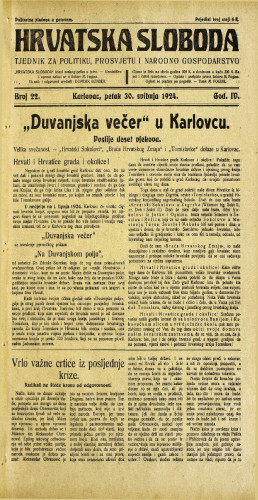 Hrvatska sloboda: 1924. • 22