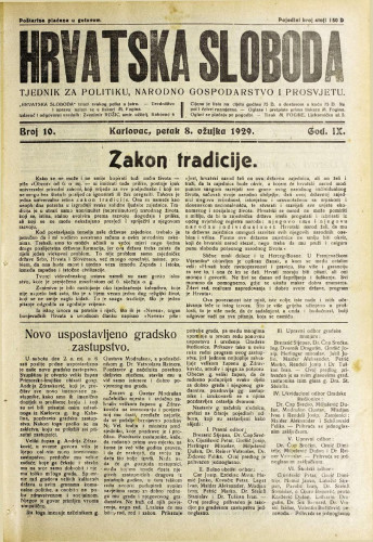Hrvatska sloboda: 1929. • 10