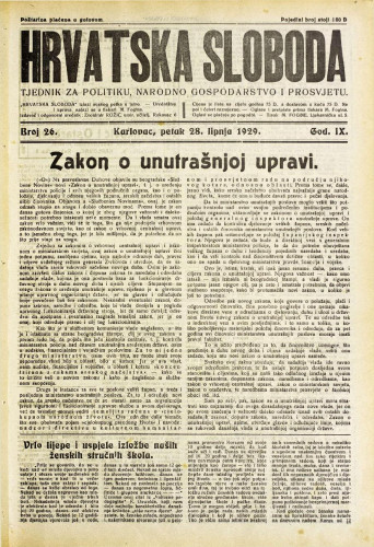 Hrvatska sloboda: 1929. • 26