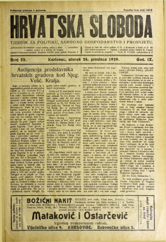 Hrvatska sloboda: 1929. • 52