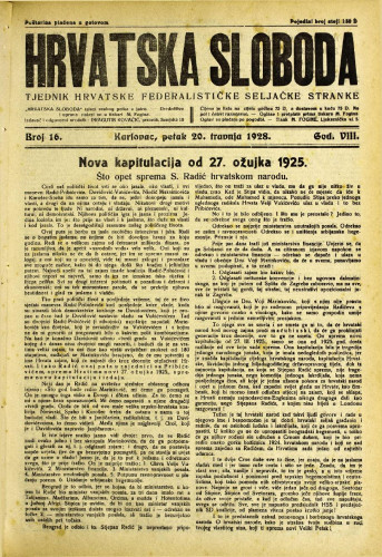 Hrvatska sloboda: 1928. • 16