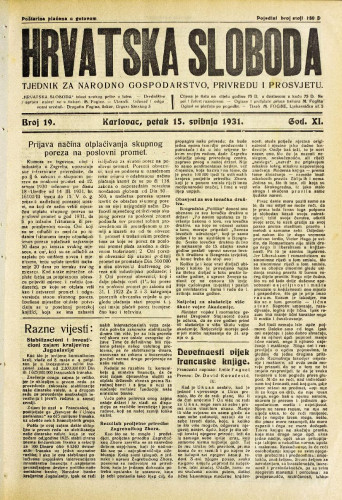 Hrvatska sloboda: 1931. • 19