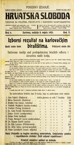Hrvatska sloboda: 1925. • 6