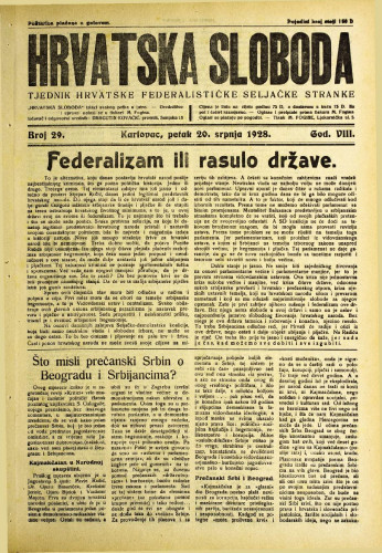 Hrvatska sloboda: 1928. • 29