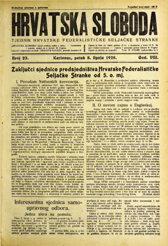 Hrvatska sloboda: 1928. • 23