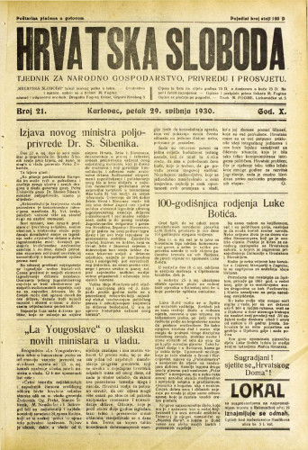 Hrvatska sloboda: 1930. • 21