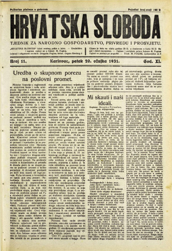 Hrvatska sloboda: 1931. • 11