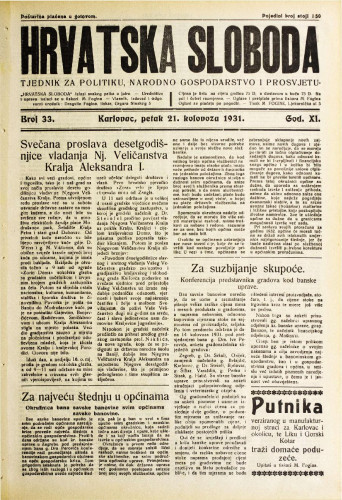 Hrvatska sloboda: 1931. • 33