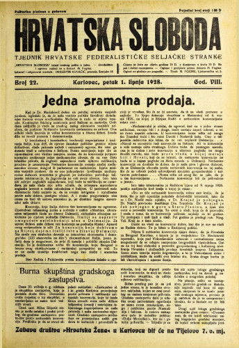 Hrvatska sloboda: 1928. • 22