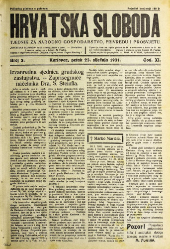 Hrvatska sloboda: 1931. • 3