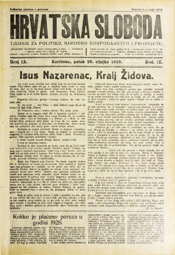 Hrvatska sloboda: 1929. • 13