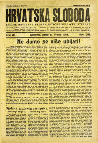 Hrvatska sloboda: 1928. • 28