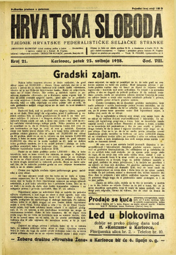 Hrvatska sloboda: 1928. • 21