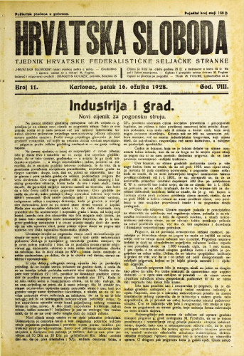 Hrvatska sloboda: 1928. • 11