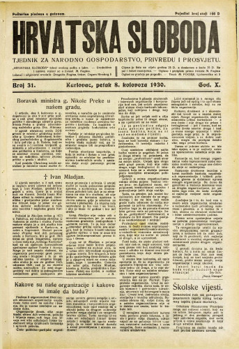 Hrvatska sloboda: 1930. • 31