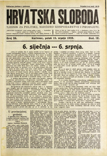 Hrvatska sloboda: 1929. • 28