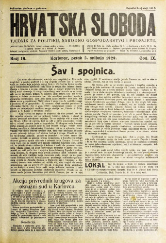 Hrvatska sloboda: 1929. • 18