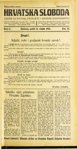 Hrvatska sloboda: 1923 • 11
