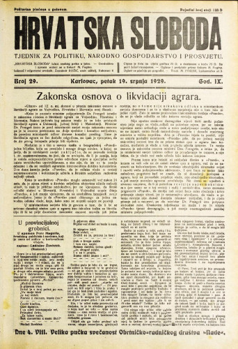 Hrvatska sloboda: 1929. • 29