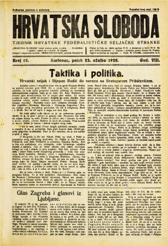 Hrvatska sloboda: 1928. • 12