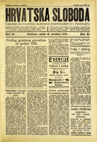 Hrvatska sloboda: 1931. • 50