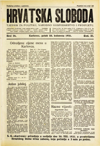 Hrvatska sloboda: 1931. • 34