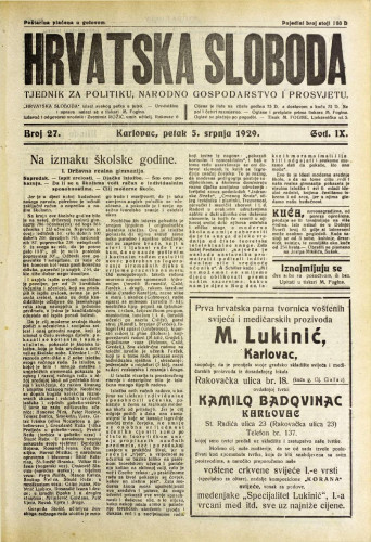 Hrvatska sloboda: 1929. • 27