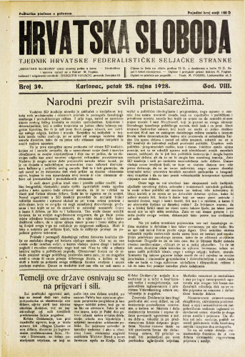 Hrvatska sloboda: 1928. • 39