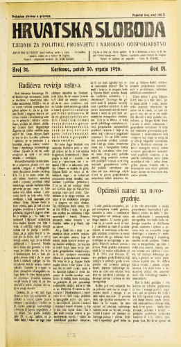 Hrvatska sloboda: 1926. • 31
