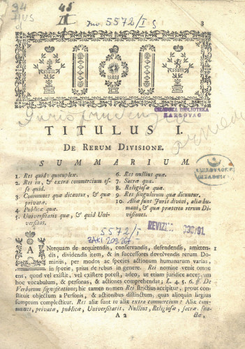 Jurisprudentia practica seu Commentarius novus in jus Hungaricum : Liber primus / compositus a Stephano Huszty, ...