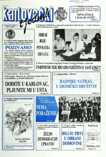 Karlovački tjednik: 1992 • 34