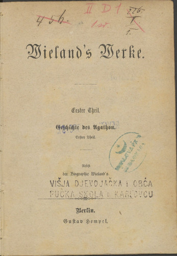 Erster Theil ; Zweiter Theil ; Dritter Theil : Nebst der Biographie Wieland's.